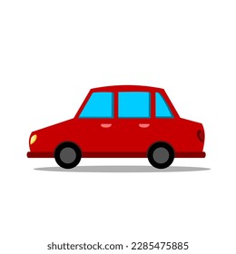 red color car illustration in flat style for children's book