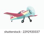 a red color cartoon style small aircraft