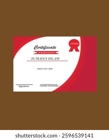 red color certificate design template