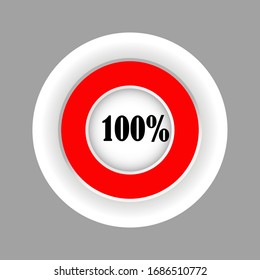 red color circle percentage showing 100 % ready to use for web design