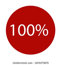 red color circle percentage showing 100% ready to use for web design
