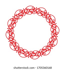 Elemento de diseño de formas redondeadas de color rojo, gráfico vectorial ornamental, aislado en blanco