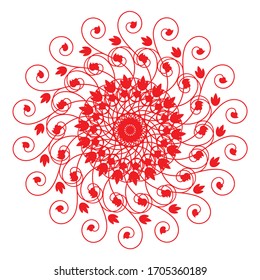 Red color circle round shape design element, ornament vector graphic, isolated on white