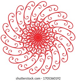 Red color circle round shape design element, ornament vector graphic, isolated on white