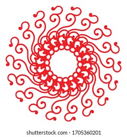 Red color circle round shape design element, ornament vector graphic, isolated on white