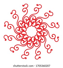 Red color circle round shape design element, ornament vector graphic, isolated on white