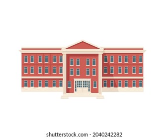 Red color classic USA architecture government building vector illustration on white background