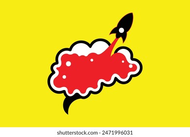 Red color cloud star red color brain design brain booster
