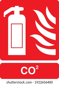 Red color co2 fire extinguisher sign board