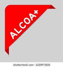 Red color of corner label banner with word ALCOA (Abbreviation of Attributable, Legible, Contemporaneous, Original and Accurate) plus on gray background