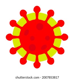 Red color Coronavirus Bacteria Cell Icon, 2019-nCoV, Covid-2019, Covid-19 Novel Coronavirus Bacteria. No Infection and Stop Coronavirus Concepts. Dangerous Coronavirus Cell in China, Wuhan. Isolated.