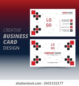 Red color creative modern name card and business card, Set of modern business card print templates, Vector illustration, Stationery design, double sided business card template modern and clean style.
