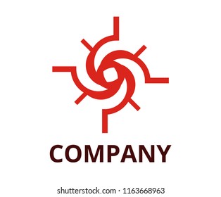 red color cyclone shape from line like black hole logo design illustration for technology company, security corporate, or any use.