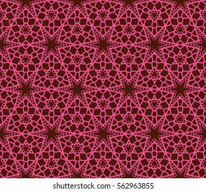 red color decorative floral lace ornament. geometric seamless pattern. vector illustration