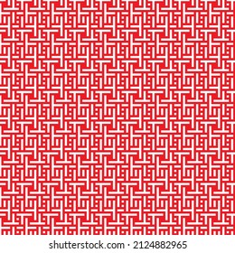 Red color decorative pattern on white background, maze pattern, vector
