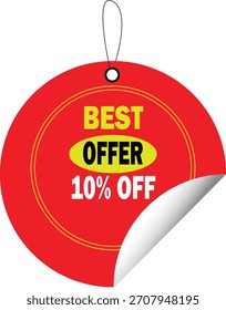Red color discount tag vector illustration. Sale offer. 