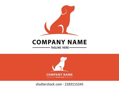 Red Color Dog Sit Logo design concept