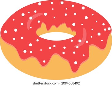 Red Color donuts gourmet. Sweet food. Isolated vector illustration. Vector icon.