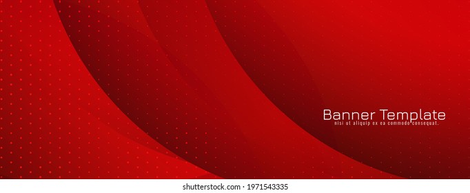 Red color elegant wave style banner design vector