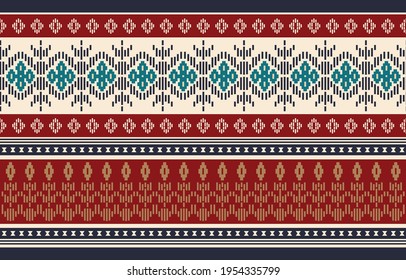 Red color Ethnic abstract art. Seamless pattern in tribal, folk embroidery, and Mexican style. Aztec geometric art ornament print.Design for carpet, wallpaper, clothing,wrapping,fabric,cover, textile