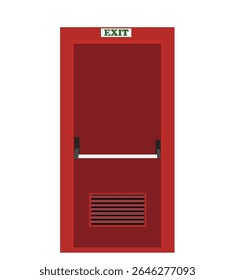  red color exit door vector illustration. Room of office or storage. 