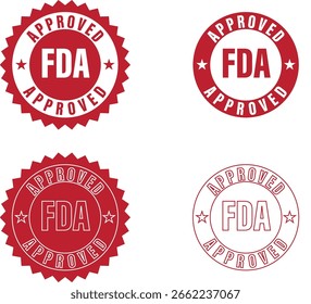 Red Color FDA Approved Vector Various Stamp – Certification Seal