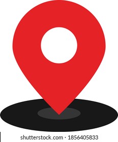 Red Color Flat Map Pin Illustrated Icon