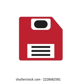 A red color floppy disk - icon - boot disk vector , save illustration 