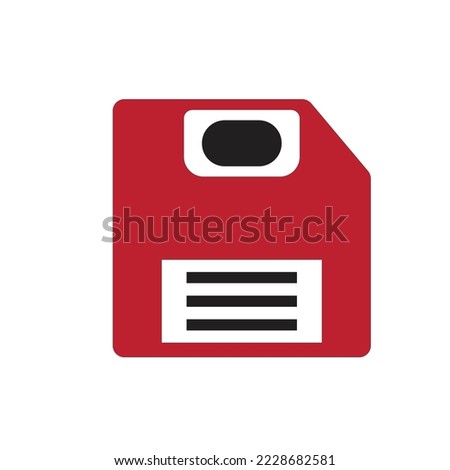 A red color floppy disk - icon - boot disk vector , save illustration 