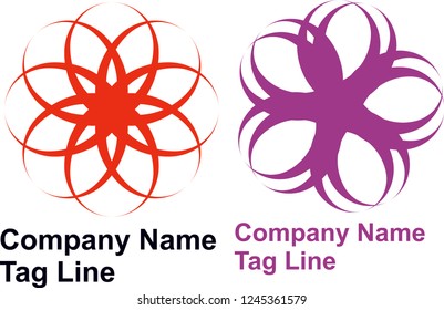 A red color flower abstract usefull logo with white background and text