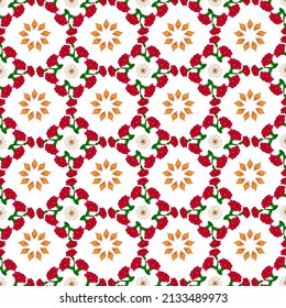 Red color flower  colorful leaf vector geometric background graphics design.