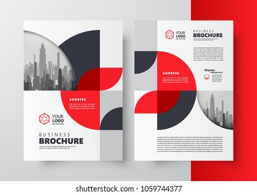 Red color Flyer brochure design template business cover geometric theme circles