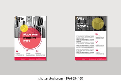 Red color with flyer design template set 2021 new design