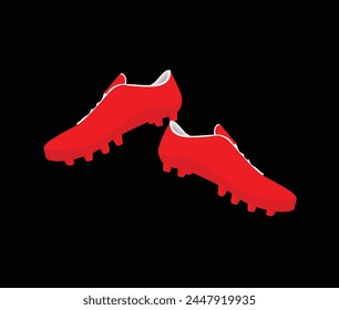 rojo color zapato de fútbol rojo color Ilustración vectorial en negro aislado