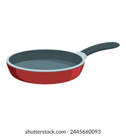 Red color frying pan icon cartoon vector. Domestic lid element. Meal cuisine cooking