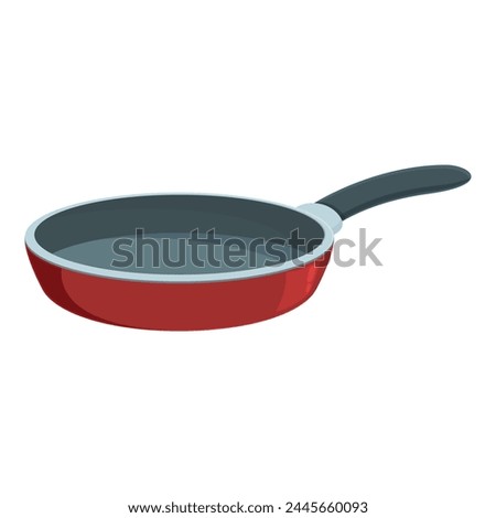 Red color frying pan icon cartoon vector. Domestic lid element. Meal cuisine cooking