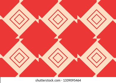 Red color geometric seamless pattern in modern stylish.Vector luxury abstract background.