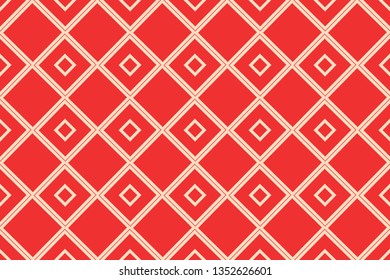Red color geometric seamless pattern in modern stylish.Vector luxury abstract background.