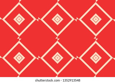 Red color geometric seamless pattern in modern stylish.Vector luxury abstract background.