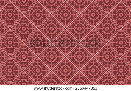 Red color geometric tile pattern