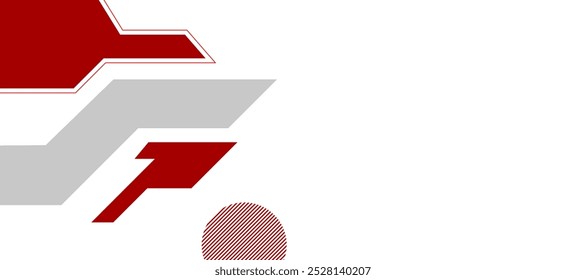 Red color geometry shapes on white background, vector illustration 