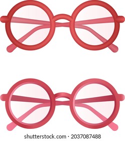 Red color glasses and sunglasses vector icon. Pixel Perfect. Cartoon style.