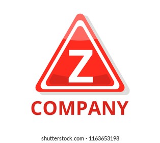 red color glasses triangle button web logo graphic design with modern clean style for any professional company with initial type letter z on it