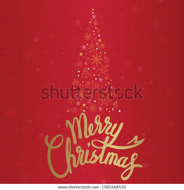 Red Color Gold Color Presents Merry Stock Vector (Royalty Free ...