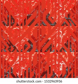 Red color grunge geometric seamless pattern.