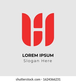 Red color H letter log design template, vector illustration