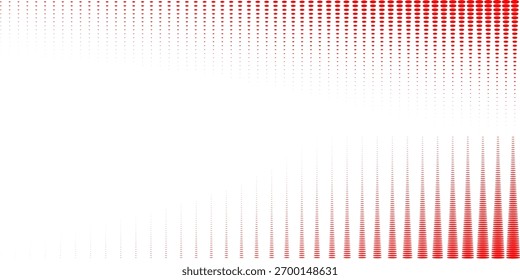 Red color halftone gradient texture. Vanishing cartoon polka dot background. Repeating dotted gradation pattern. Fading comic pop art overlay backdrop. Raster halftone effect wallpaper. Vector