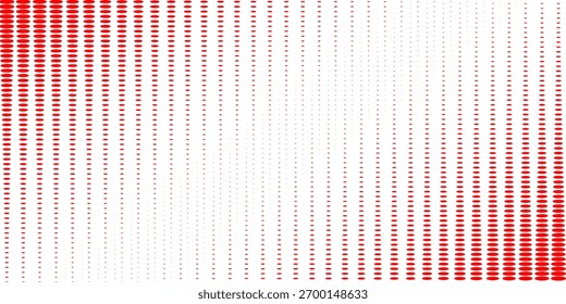 Textura de gradiente de meio-tom de cor vermelha. Plano de fundo de ponto de polca de desenho animado de desaparecimento. Padrão de gradação pontilhada de repetição. Desvanecimento da sobreposição de arte pop cômica. Papel de parede de efeito de meio-tom de rasterização. Vetor