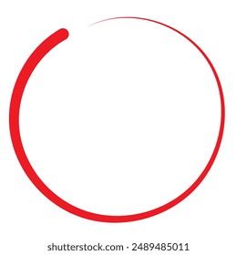 Red color hand draw circle isolated on white background. Vector illustration, eps 10.
