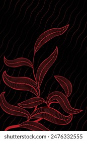 Hoja dibujada a mano de color rojo Fondo, elegante arte de la línea